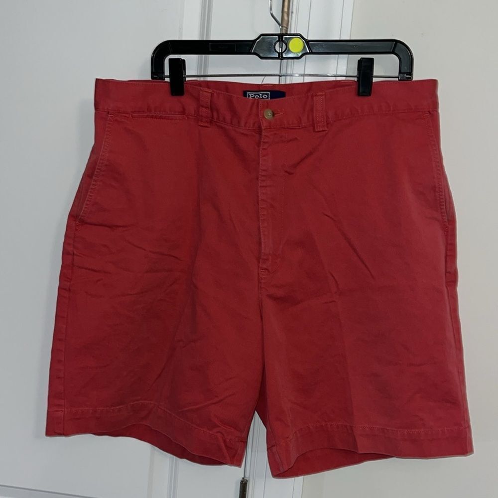 Red Mauve Mens Polo Ralph Lauren Flat Front 8” Bermuda Chino Khaki Shorts 38